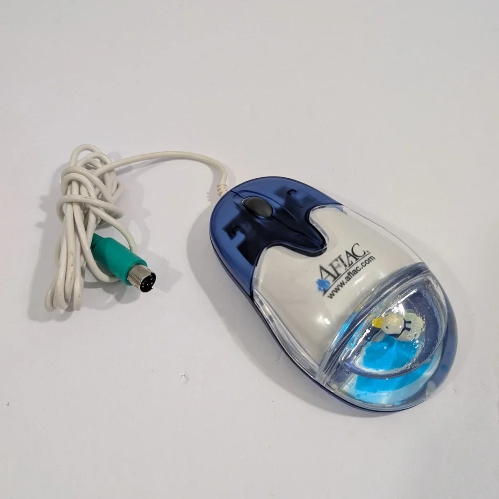Vintage Aflac Liquid Aqua Mouse Floating Duck Mascot PS/2 Wired Model AM-930-P